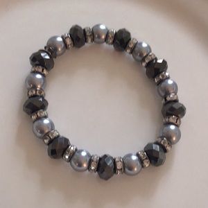 Silver, black and diamond bracelet